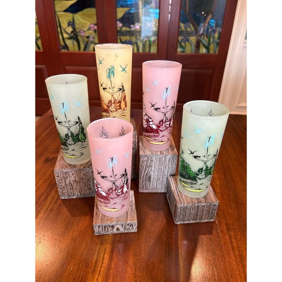 Vintage Southern Belle Frosted Tom Collins Cocktail Glasses. - Picture 5 of 13